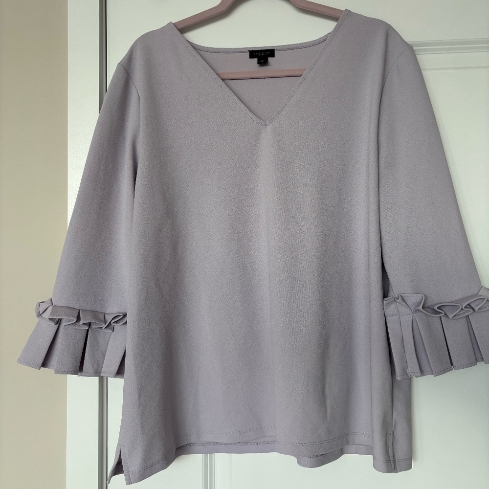 Ann Taylor Lavender Pleated Sleeve Blouse – Size XL